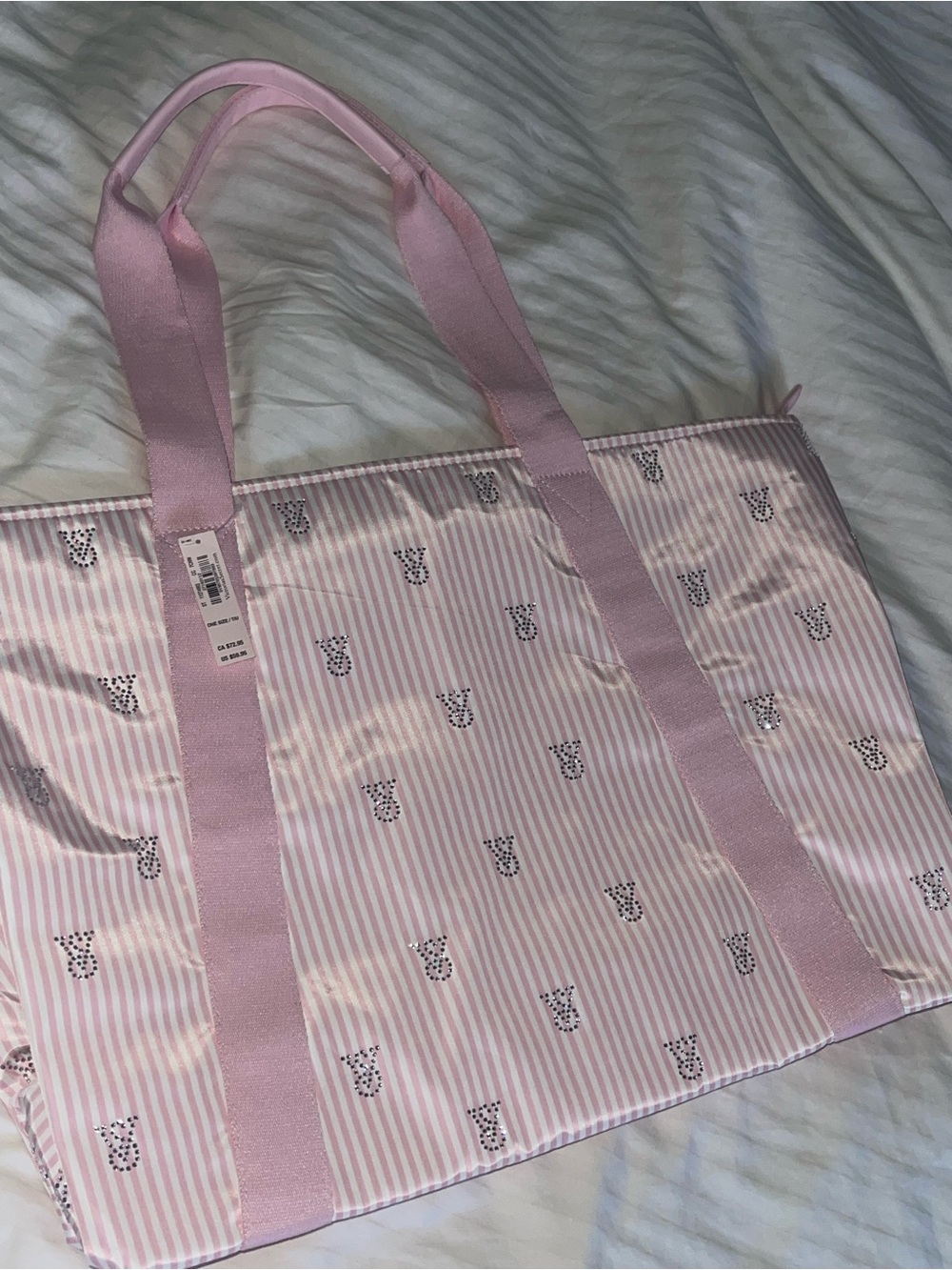 VS Striped Bedazzled Tote Bag with - Picture 2 of 2